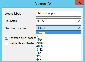 ntfs allocation unit size