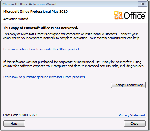 Microsoft Office Genuine 2010 Activated Worksheet