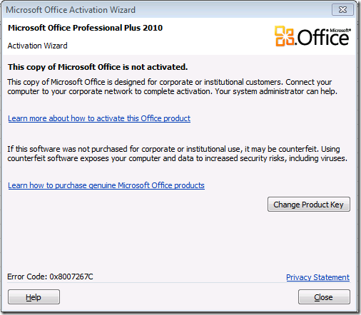 cant activate visio 2013